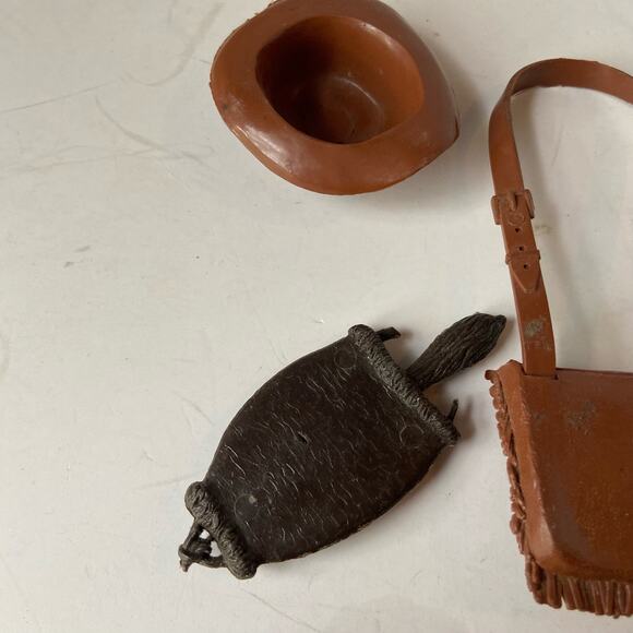 Vintage Marx Johnny West Wilderness Scout Daniel Boone Hat Bear Claw Rifle Horn - Picture 9 of 12